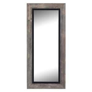 Coastal 41.5 in. x 82.5 in. Rustic Rectangle Framed Gray and Black Full-Length Decorative Mirror