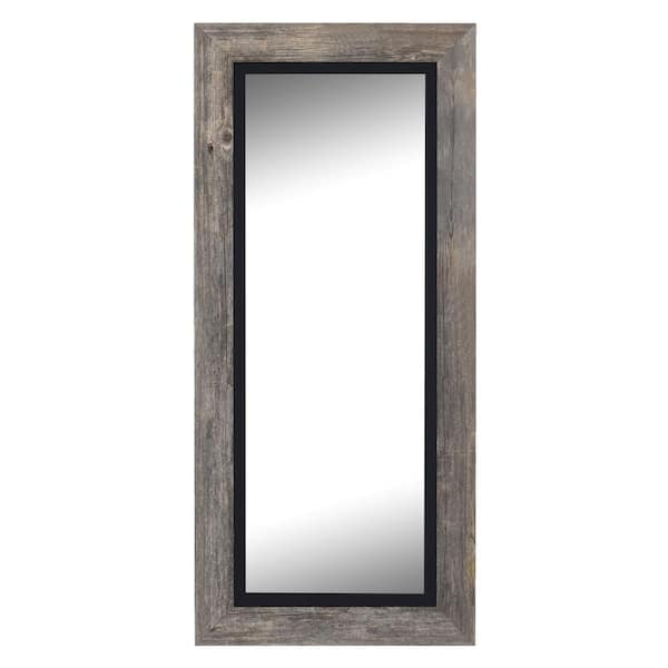 Hitchcock Butterfield Coastal 41.5 in. x 82.5 in. Rustic Rectangle Framed Gray and Black Full-Length Decorative Mirror