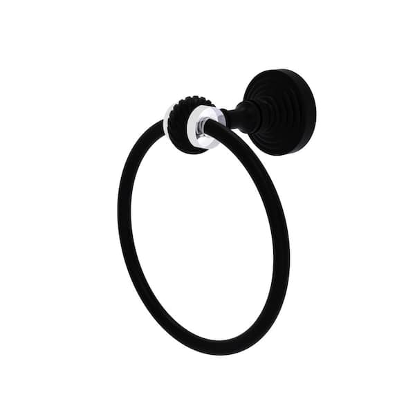 Allied Brass Pacific Grove Wall Mounted Towel Ring with Twisted Accents in Matte Black