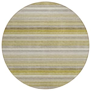 Chantille ACN535 Wheat 8 ft. x 8 ft. Round Machine Washable Indoor/Outdoor Geometric Area Rug