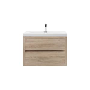 Louis 30 in. W x 20 in. D x 22 in. H Single Sink Floating Bath Vanity in White Oak with White Acrylic Top