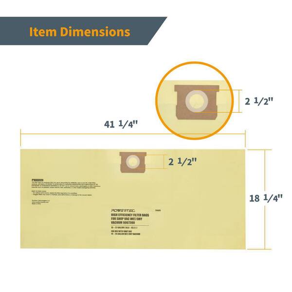 6 Sacchetti Filtro Per Aspiratore POWERTEC 6-9 Gal – Compatibili Craftsman, Modello 75072-P3