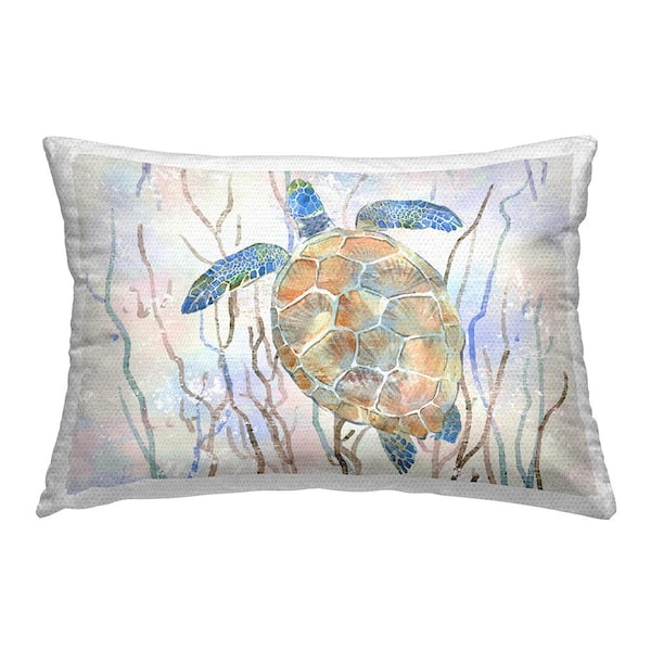 Stupell Industries Pastel Blue Turtle Blue Rectangular Outdoor Throw Pillow