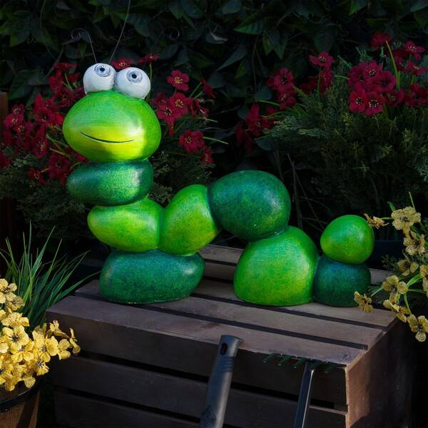 Alpine Corporation Solar Caterpillar Statuary with LED Light-Up