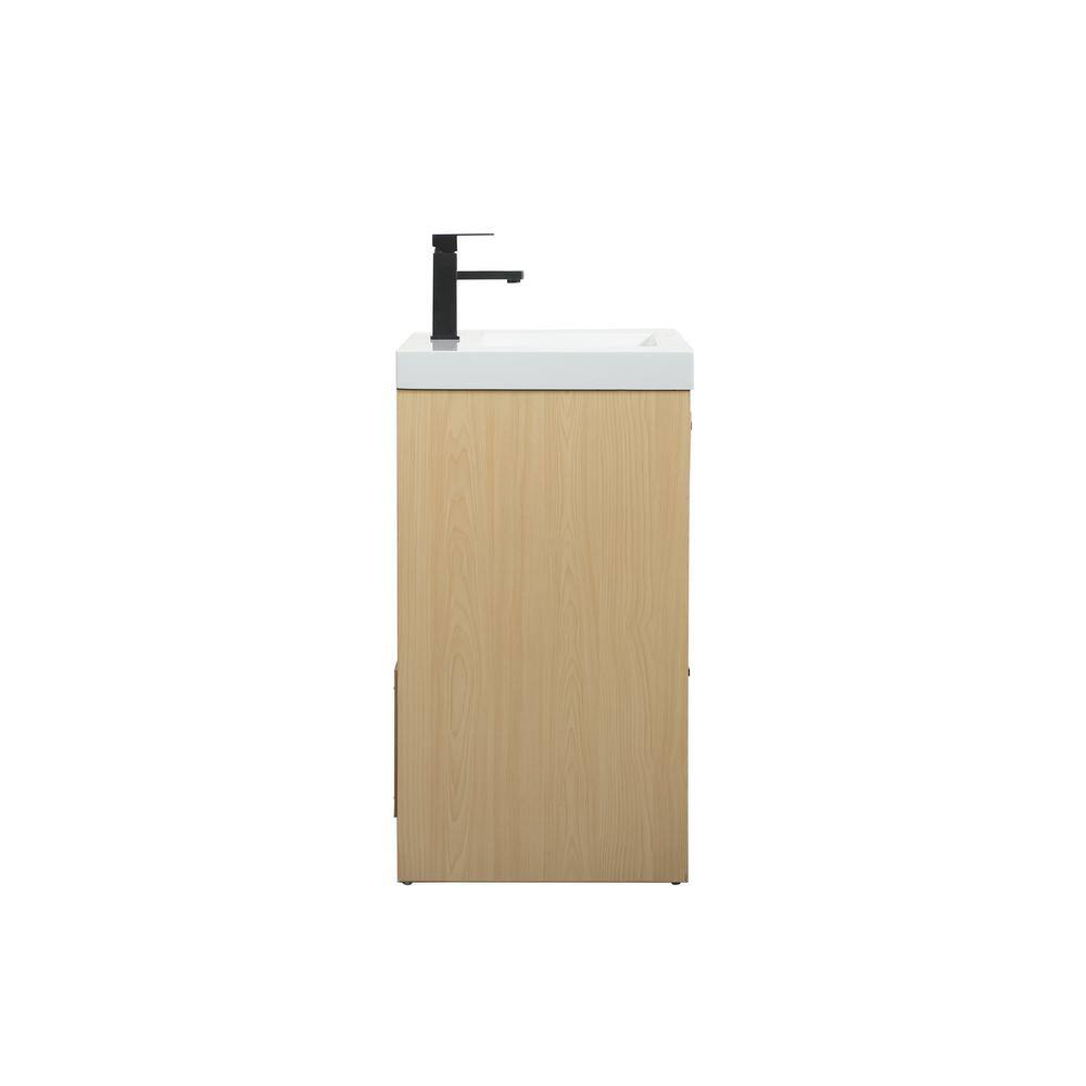 Maple and White Resin Single Bathroom Vanity with Black Handles