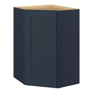 Avondale 24 in. W x 24 in. D x 36 in. H Ready to Assemble Plywood Shaker Diagonal Corner Kitchen Cabinet in Ink Blue