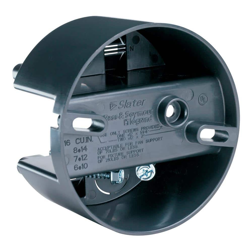 Legrand Pass Seymour Slater New Work Plastic 4 In Round 16 Cu Direct Mount Fixture Fan Ceiling Box S116fan The Home Depot - How To Mount A Ceiling Fan Box