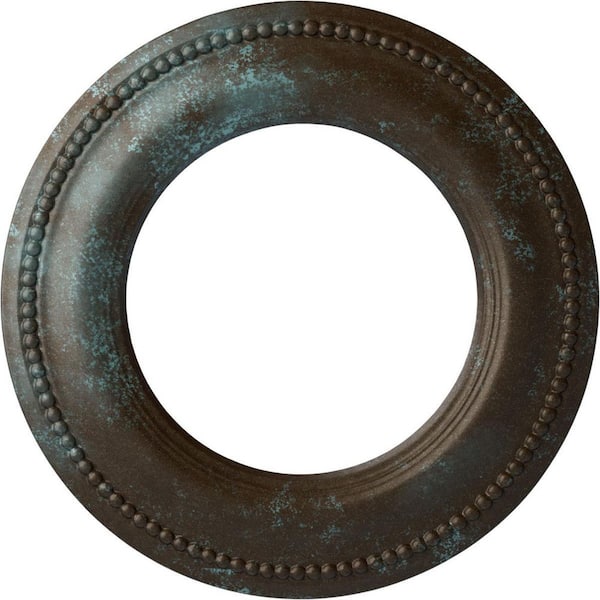 Ekena Millwork 3/4" x 13" x 13" Polyurethane Bradford Classic Ceiling Medallion, Hand-Painted Bronze Blue Patina