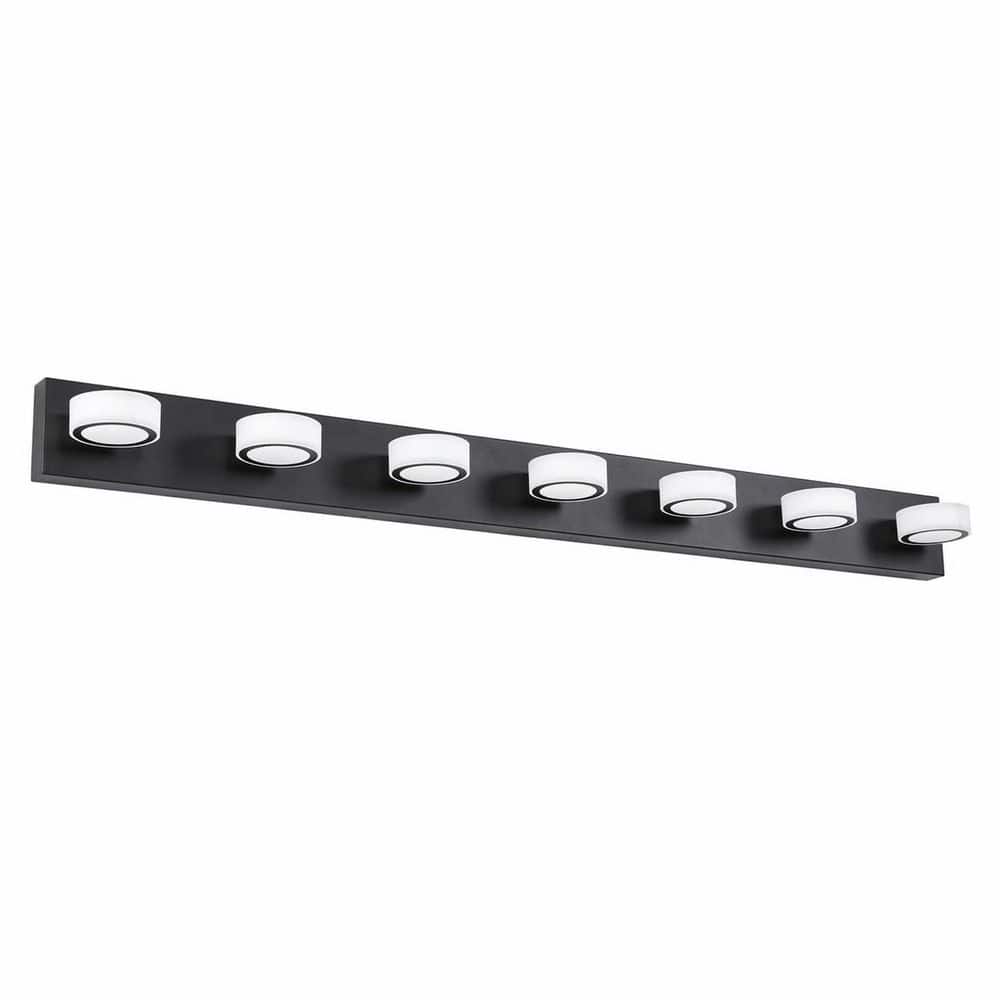 52 in. 7-Light LED Matte Black Vanity Light for Mirror, Shower and Bathroom Decor price history on PriceWatchPro