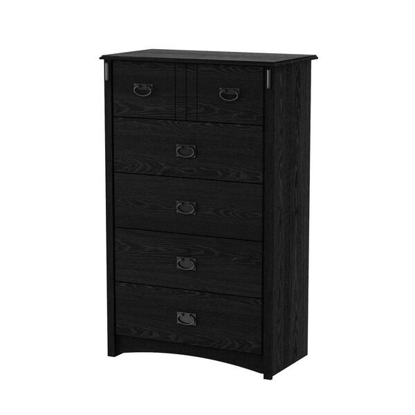 South Shore Tryon 5-Drawer Chest in Black Oak