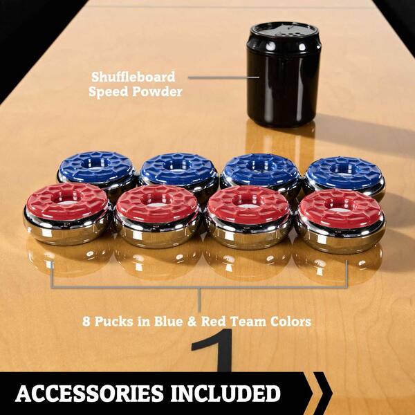 HALL OF GAMES 9 ft. Kinwood Shuffleboard Table with Pucks and