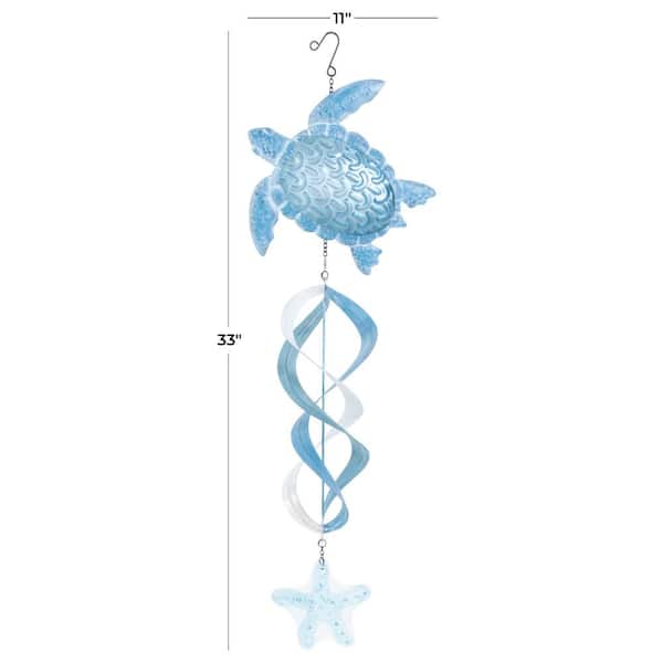 Litton Lane 33 in. Blue Metal Swirl Wind Spinner Windchime Litton Lane 33 in. Blue Metal Swirl Wind Spinner Windchime