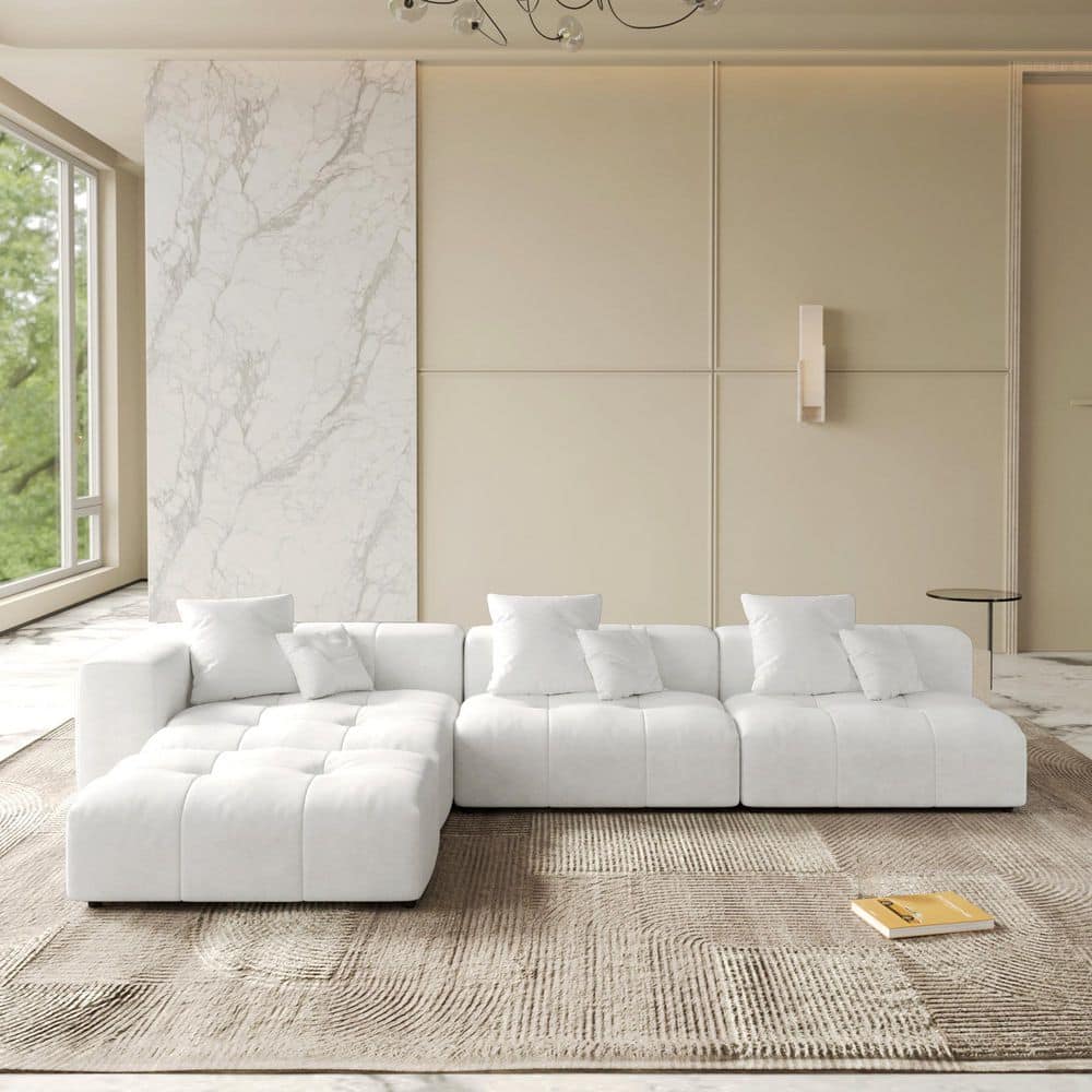 L ソファ– Magic Home 159 in. Oversized Square Arm Linen L-Shaped Modular