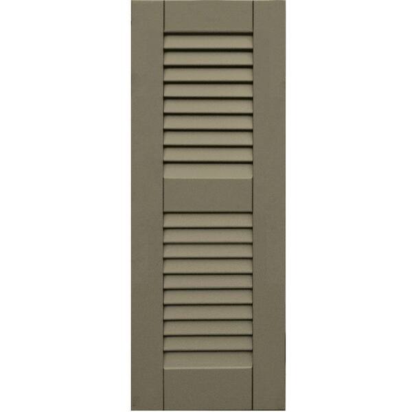 Winworks Wood Composite 12 in. x 32 in. Louvered Shutters Pair #660 Weathered Shingle