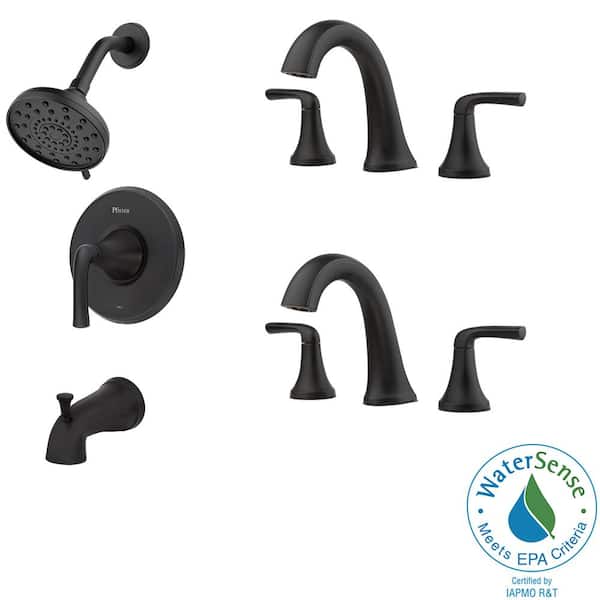 Ladera Single-Handle 3-Spray Tub and Shower Faucet and 8 in. Widespread Bathroom Faucet in Matte Black (2-Pack) Ladera Single-Handle 3-Spray Tub and Shower Faucet and 8 in. Widespread Bathroom Faucet in Matte Black (2-Pack)