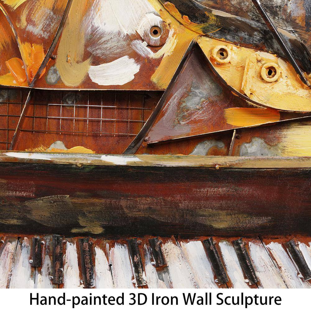 Magic Keys Multicolor Hand Painted Metal Piano Wall Art, 32" x 32"