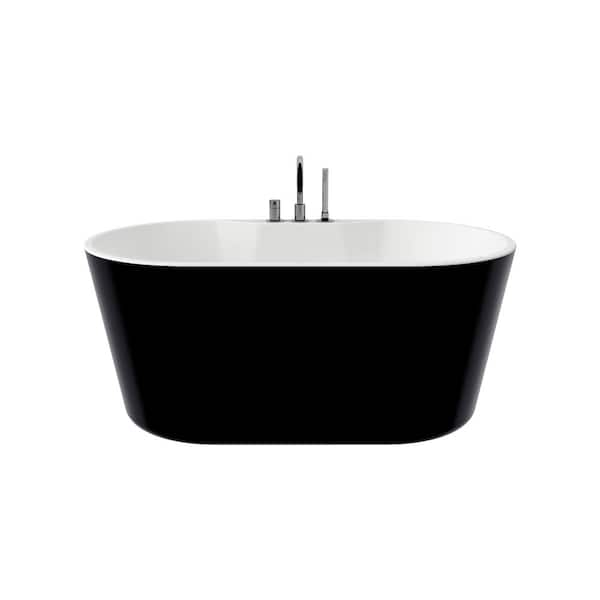 Nadia 56 in. Acrylic Flatbottom Bathtub in Black