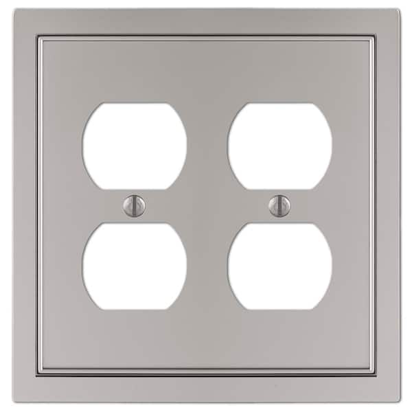 Averly 2 Gang Duplex Metal Wall Plate - Satin Nickel
