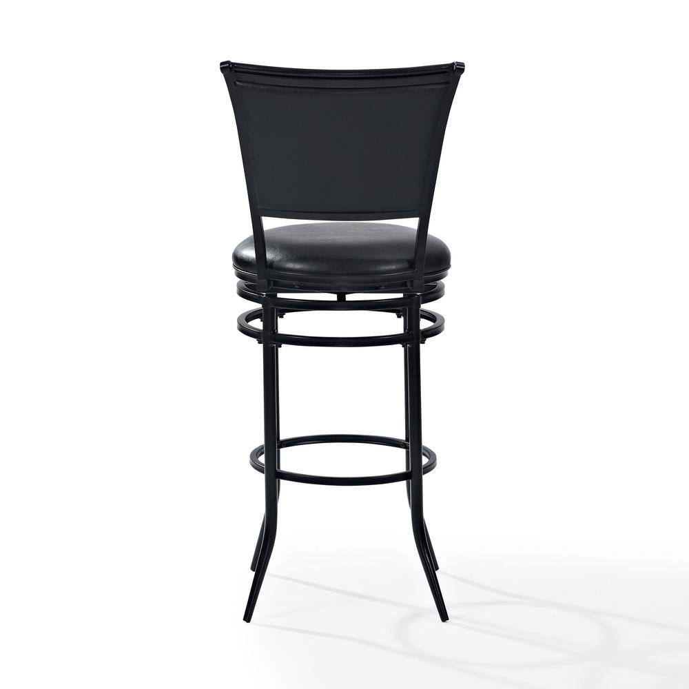 Rachel Black Metal Swivel Barstool with Leather Cushion