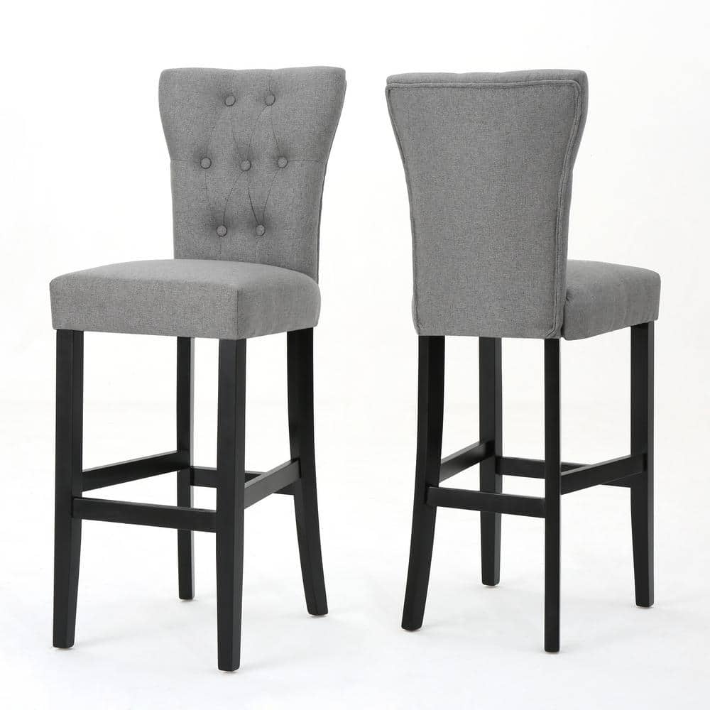 Pia 45.50 in. Grey Fabric Bar Stools (Set of 2)
