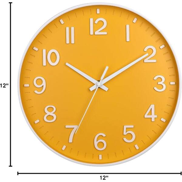 12 in. Daffodil Silent Non-Ticking Modern Wall Clock YA6X26 - The