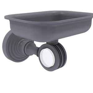 Pacific Grove Collection Wall Mounted Soap Dish Holder with Dotted Accents in Matte Gray