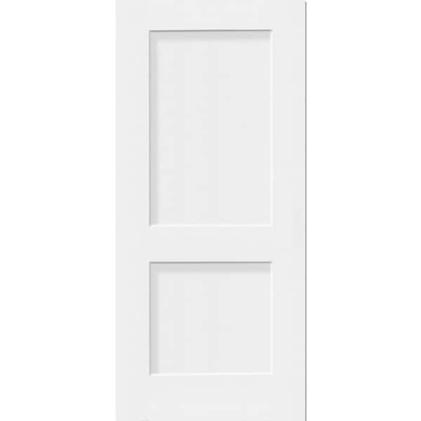 Legacy 36 in. x 80 in. Universal 2P Squaretop Shaker Unfinished White Fiberglass Front Door Slab