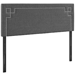 Josie Gray Queen Upholstered Fabric Headboard