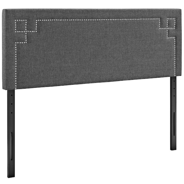 MODWAY Josie Gray Queen Upholstered Fabric Headboard