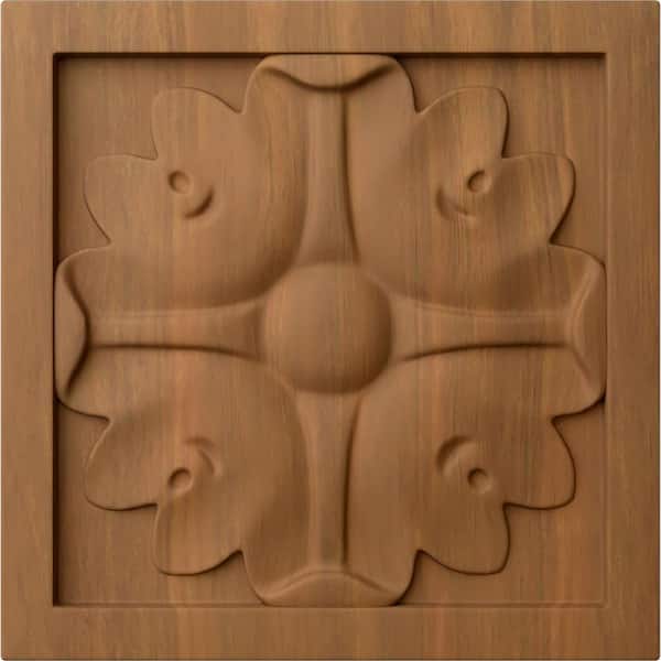 Ekena Millwork 5-1/8 in. x 7/8 in. x 5-1/8 in. Unfinished Wood Cherry Large Edinburgh Rosette