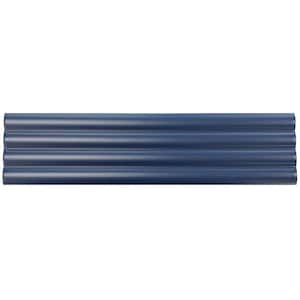 Flute Ceramic 3 in. x 12 in. x 10mm Subway Wall Tile - Blue Sample (1 Piece)