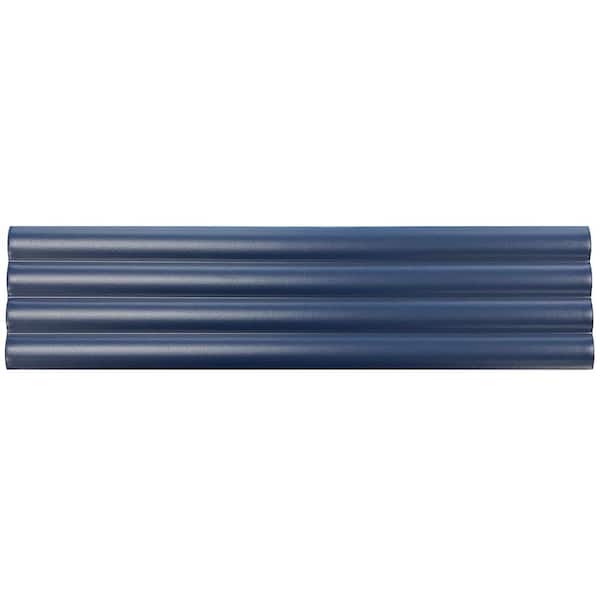 Giorbello Flute Ceramic 3 in. x 12 in. x 10mm Subway Wall Tile - Blue Sample (1 Piece)