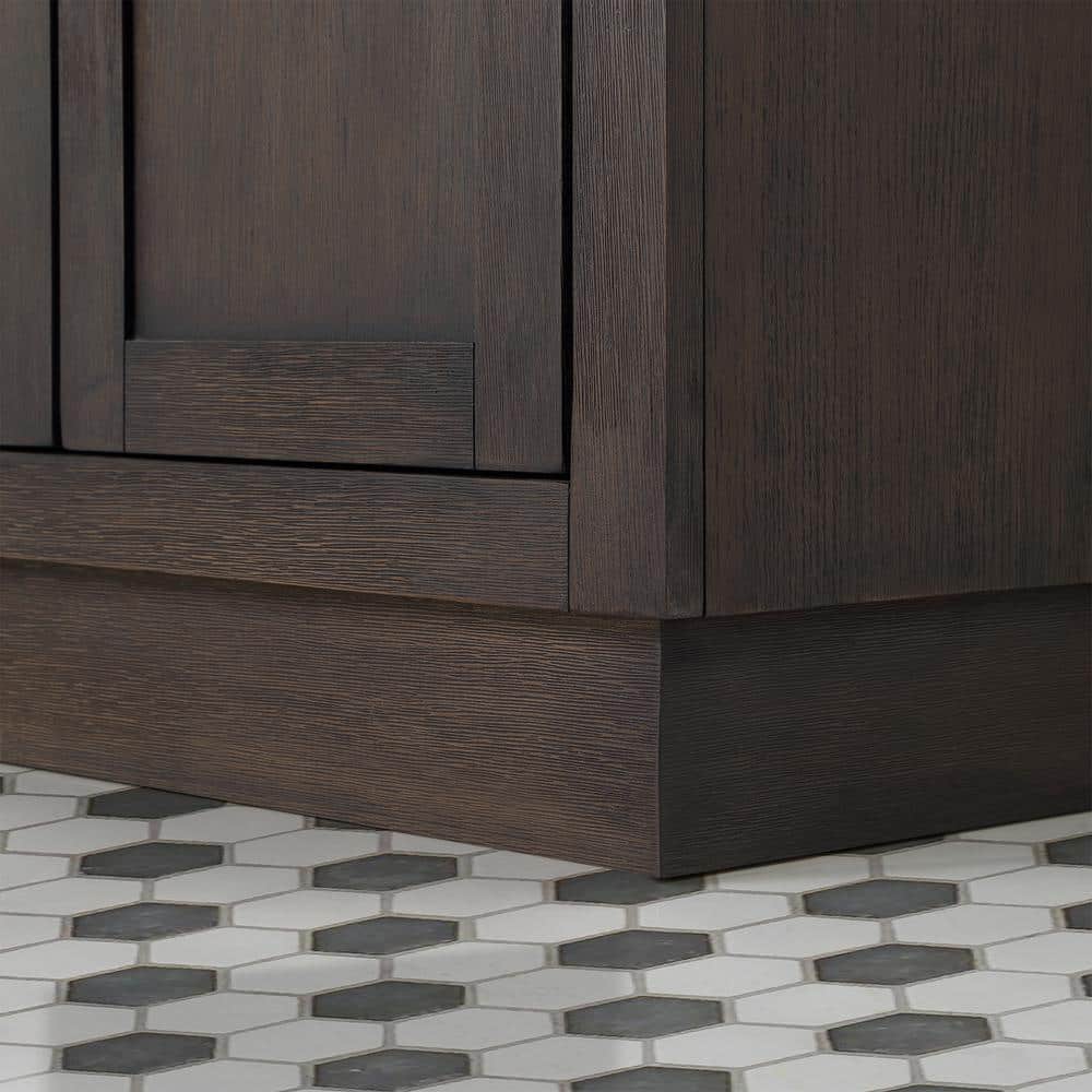 Chestnut 72" Brown Oak Double Sink Vanity with Carrara White Marble Countertop