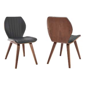 Ontario Gray Faux Leather and Walnut Wood Dining Chairs (Set of 2)
