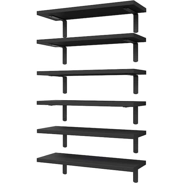 16.5 in. W x 6 in. D Black Wood Floating Shelves Decorative Wall Shelf