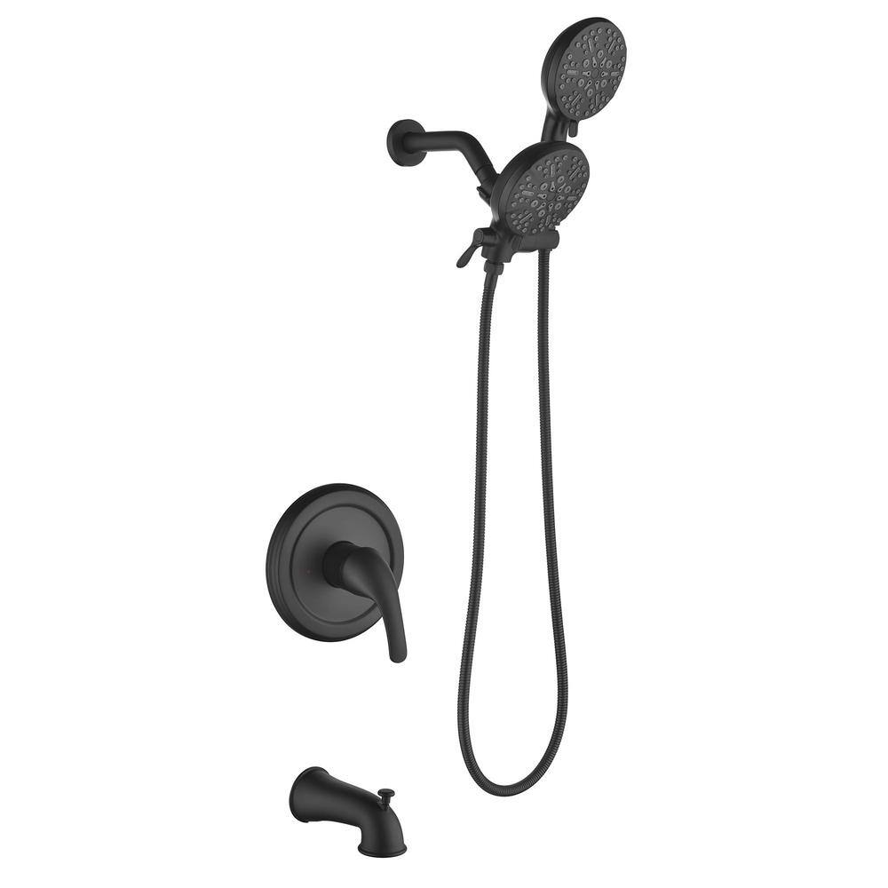 Single Handle 7-Spray Wall Mount Tub and Shower Faucet 2.4 GPM 2-In-1 Brass Shower System in Matte Black Valve Included price history on PriceWatchPro