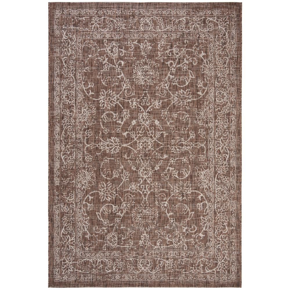 Reversible Brown Synthetic Indoor/Outdoor Rug, 31" x 4"
