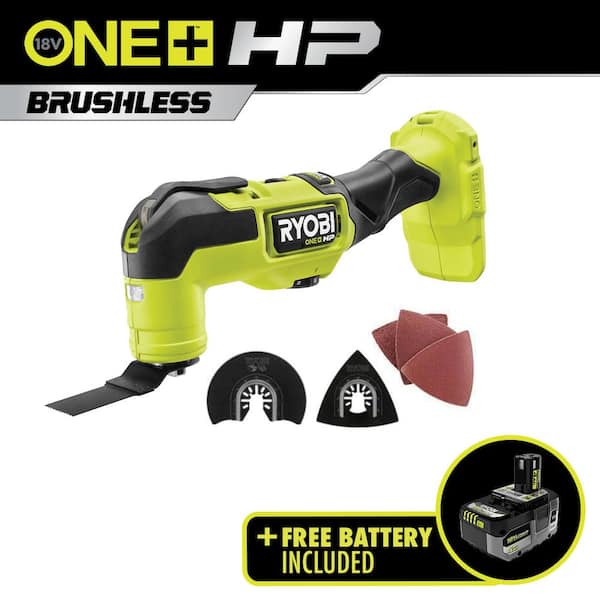RYOBI ONE+ HP 18V Brushless Cordless Multi-Tool with 4.0 Ah Lithium-Ion  HIGH PERFORMANCE Battery PBLMT50B-PBP004 The Home Depot