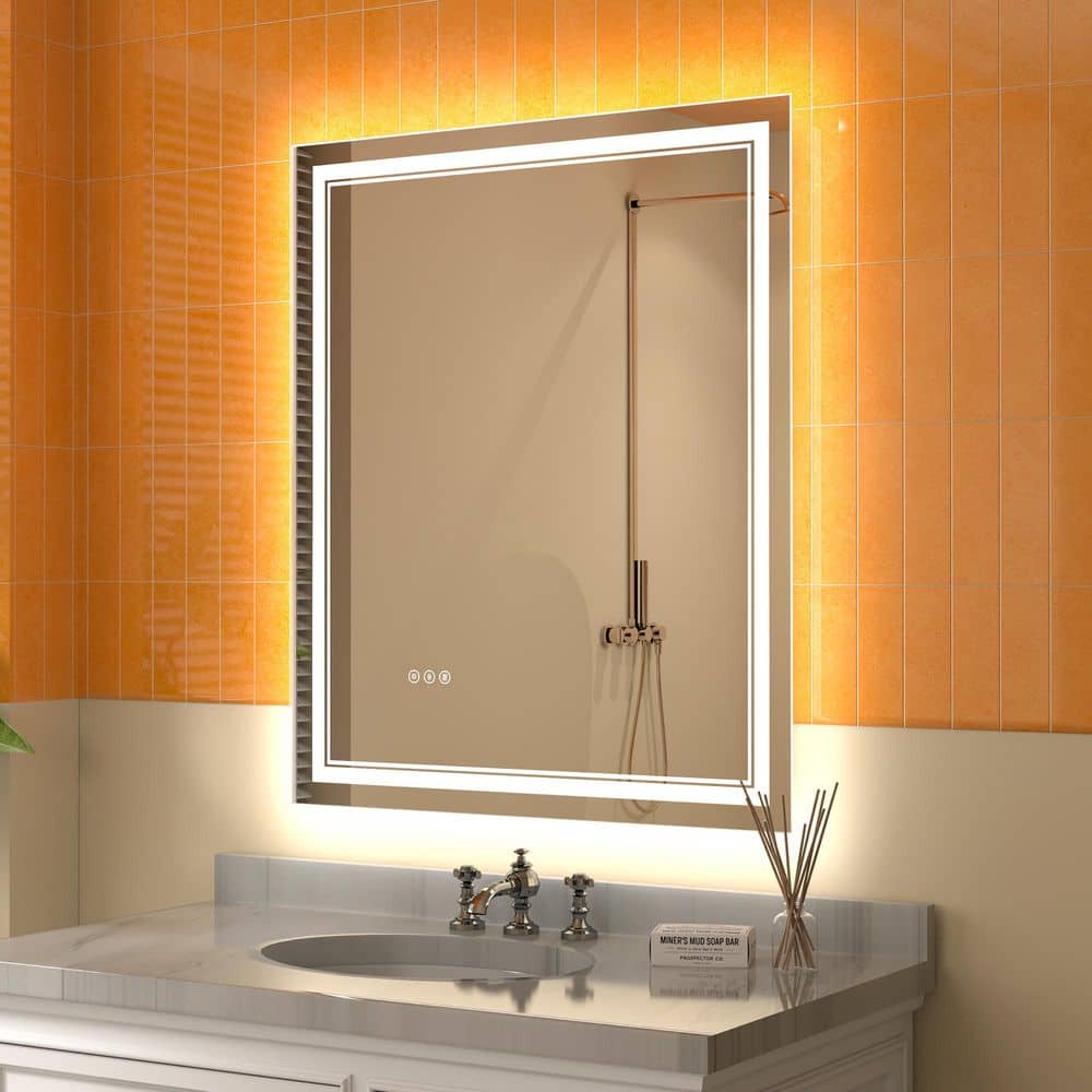 Derrin 30 in. W x 36 in. H Rectangular Frameless Anti-Fog Dimmable 5000K LED Light Wall Bathroom Vanity Mirror in Silver price history on PriceWatchPro