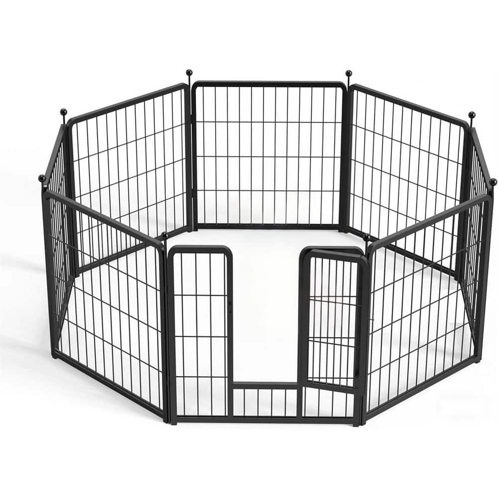 Dog Playpen, 24 in. H 8 Panels Fence Indoor Outdoor Heavy-Duty Metal Foldab