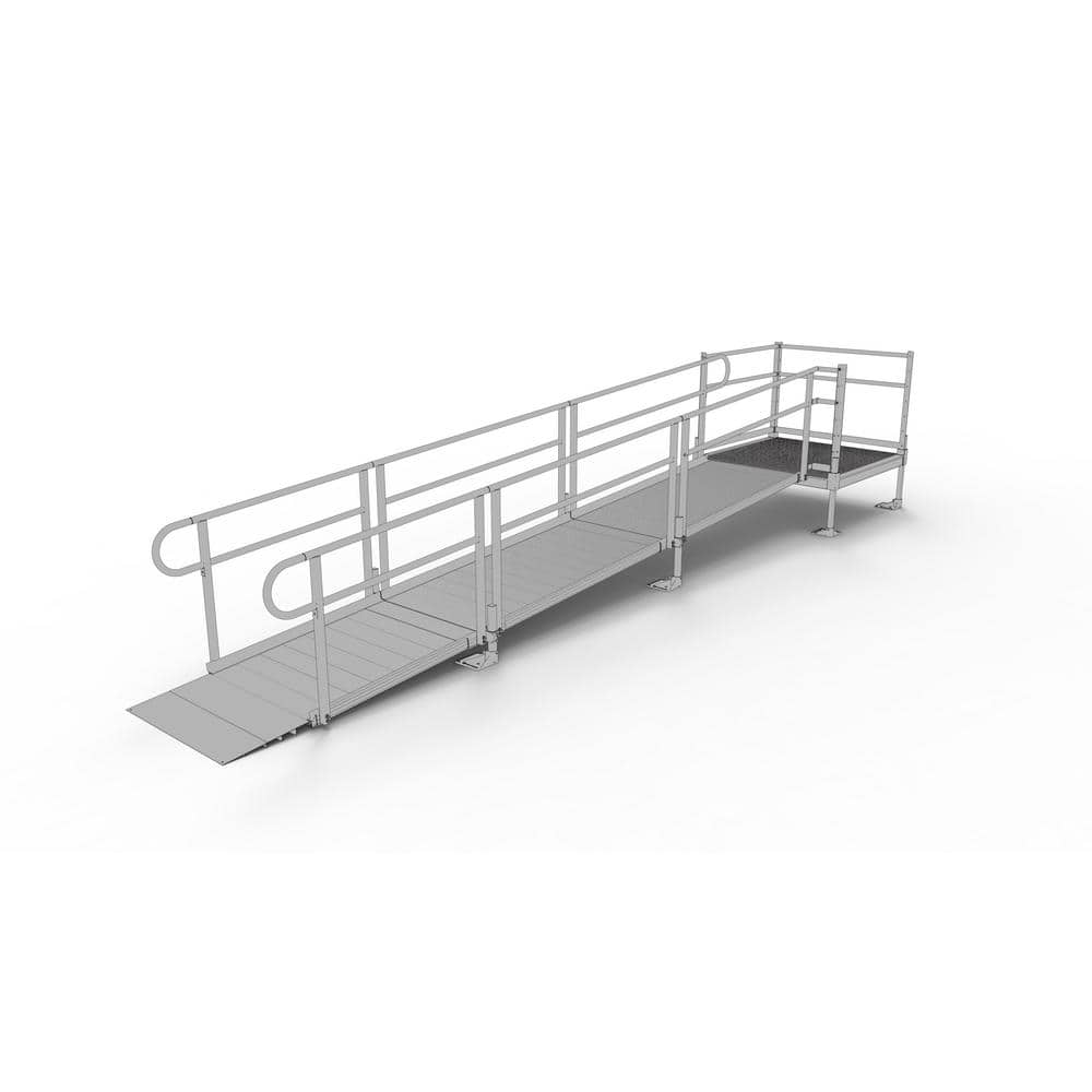 EZ-ACCESS PATHWAY 16 ft. Straight Aluminum Wheelchair Ramp Kit with Solid  Surface Tread, 2-Line Handrails and 4 ft. Top Platform PS16S44T - The Home  