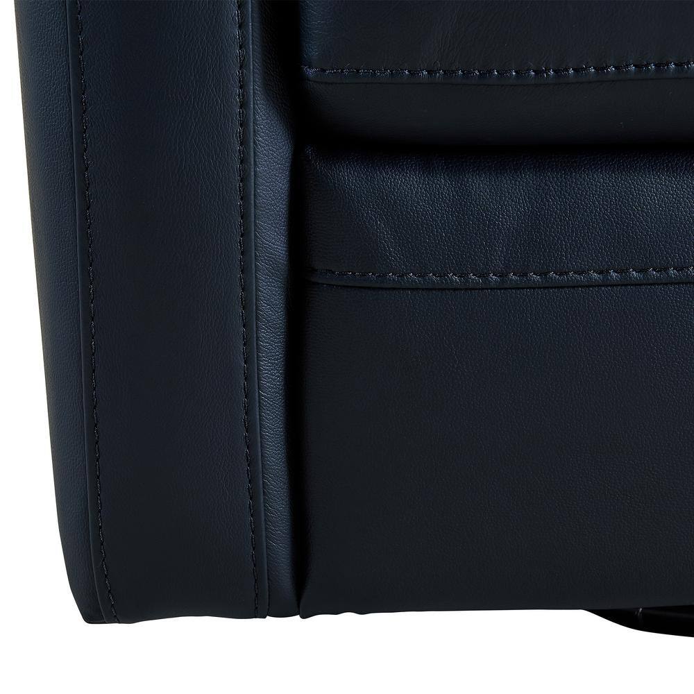 Contemporary Black Leather Swivel Barrel Accent Chair with Wood Base
