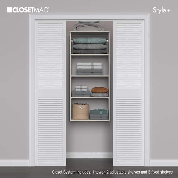 Style+ 25 in. W Bleached Walnut Hanging Wood Closet Tower