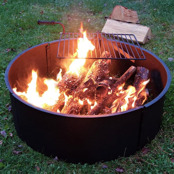 Round Steel Wood Burning Fire Pit Kit, Large Wood Burning Fire Pit Kit