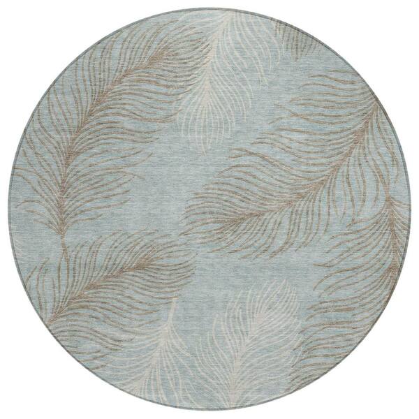 Chantille Machine Washable Indoor/Outdoor Abstract ACN3028 Spa 8 ft. x 8 ft. Round Rug