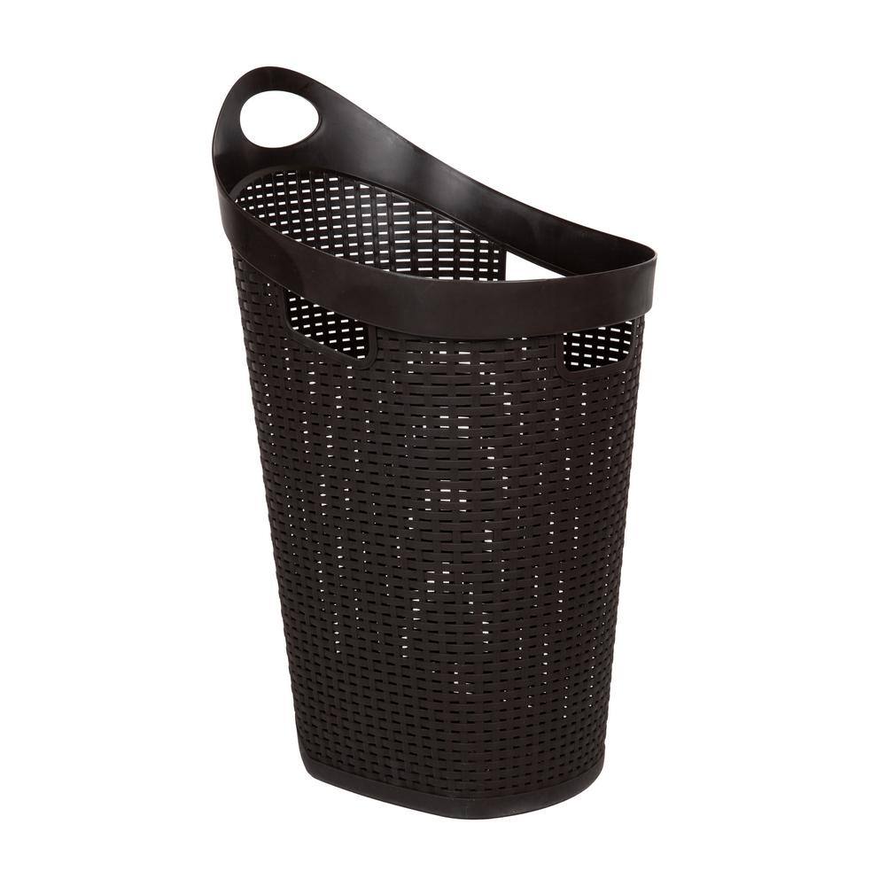 Brown Wicker Rolling Laundry Hamper with Lid and Wheels