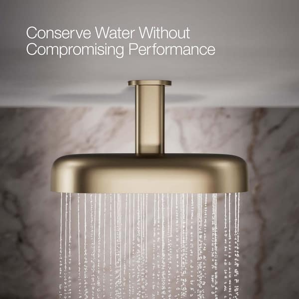 KOHLER Statement Oblong 2-Spray Patterns 2.5 GPM 14 in. Ceiling Mount Rainhead Fixed Shower Head in Vibrant Brushed Bronze