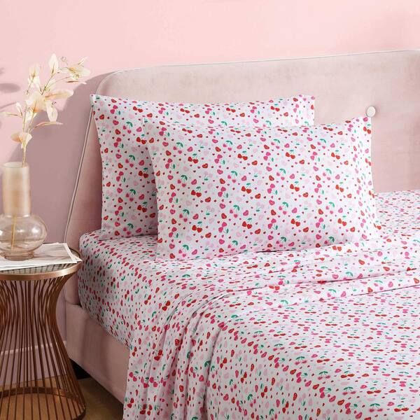 BETSEY JOHNSON Sweet Tart Cherries 3-Piece Pink/Red Microfiber