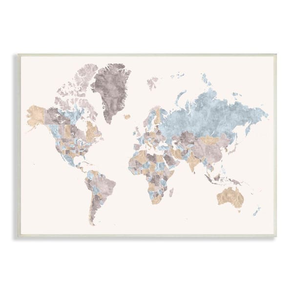 Stupell Industries "World Map with Borders Contrasting Regional Tones" by BlursByAI Unframed Print Abstract Wall Art 10 in. x 15 in.