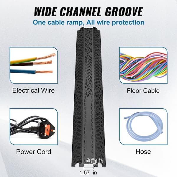 Drop Over Cable Cover Ramp, 2,000 lbs. / Axle Load Capacity, Heavy Duty Cable Hose Protector Ramp, Floor Cord Cover